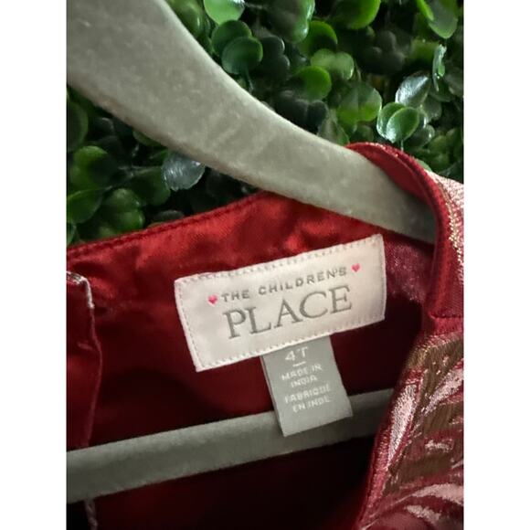 Children’s Place, Toddlers Sleeveless Red Dress, Floral Party Dress, Size 4T - Picture 4 of 6